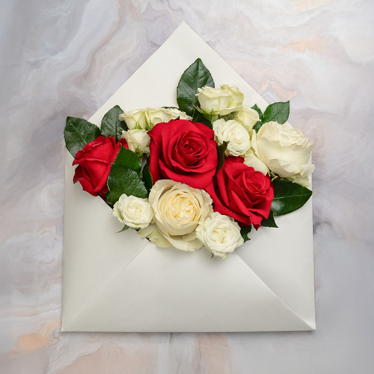 Star Roses Christmas roses in an envelope