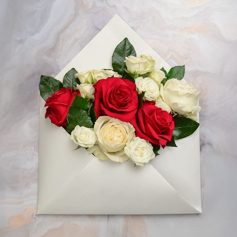 Snowflakes with white roses