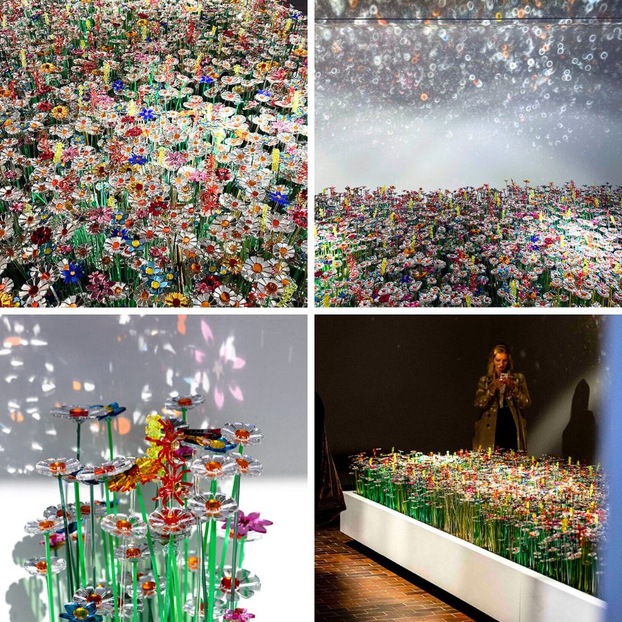 Eight thousand mirrored flowers in Eindhoven