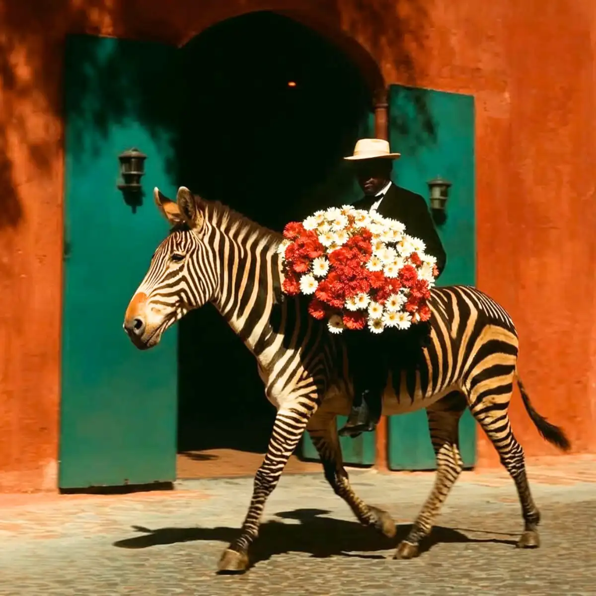 AI Zebra with flowers