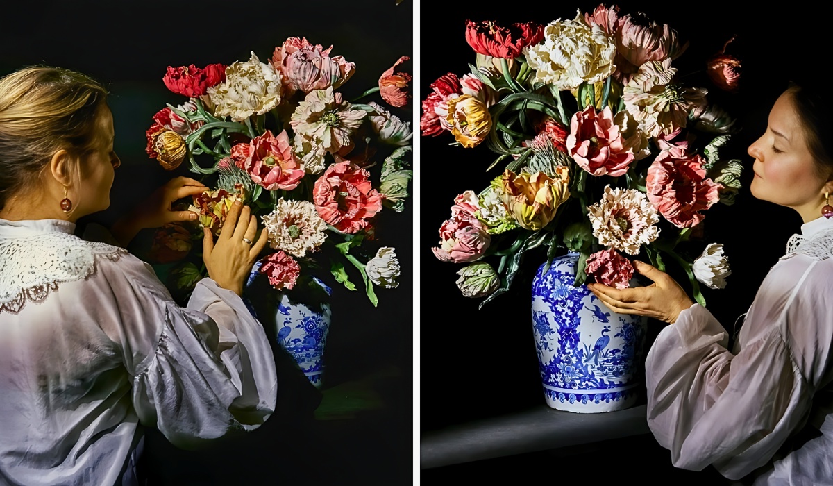 Making a floral art piece Flowery Prose Meets Porcelain in Anna Volkova’s Floral Art