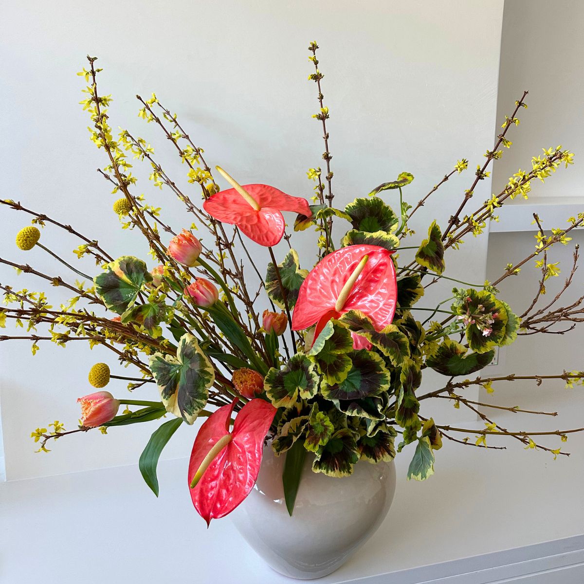 Arrangement with Forsythia