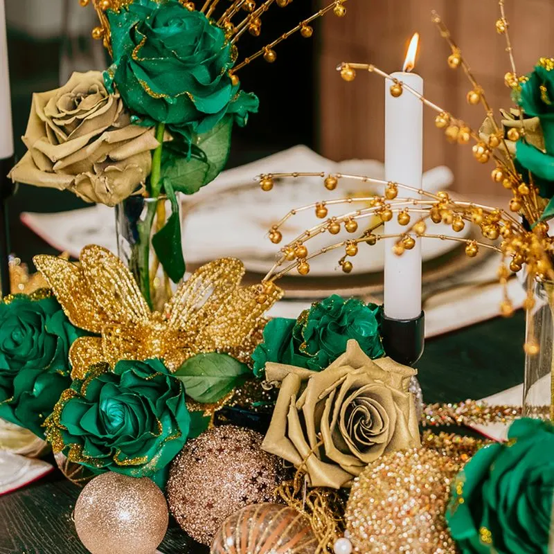 Gold and green tinted flowers