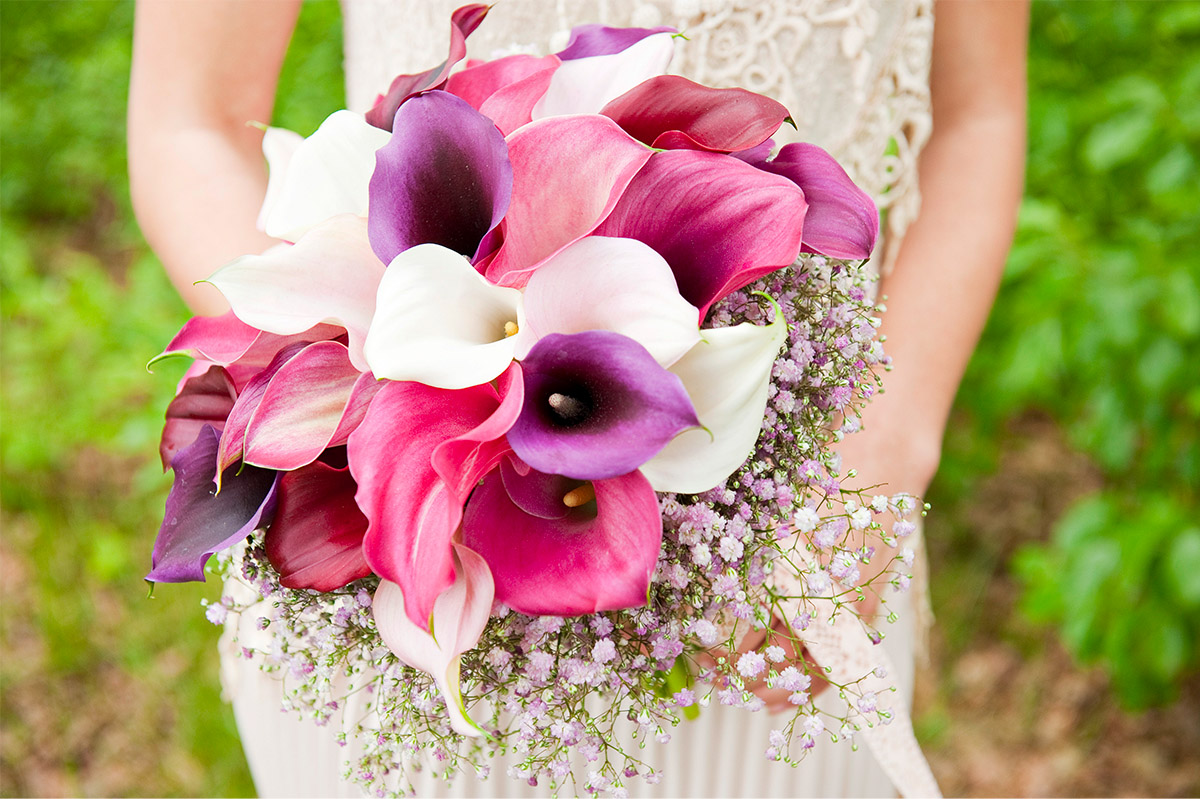 Pink Calla flowers wedding bouquet by iBulb
