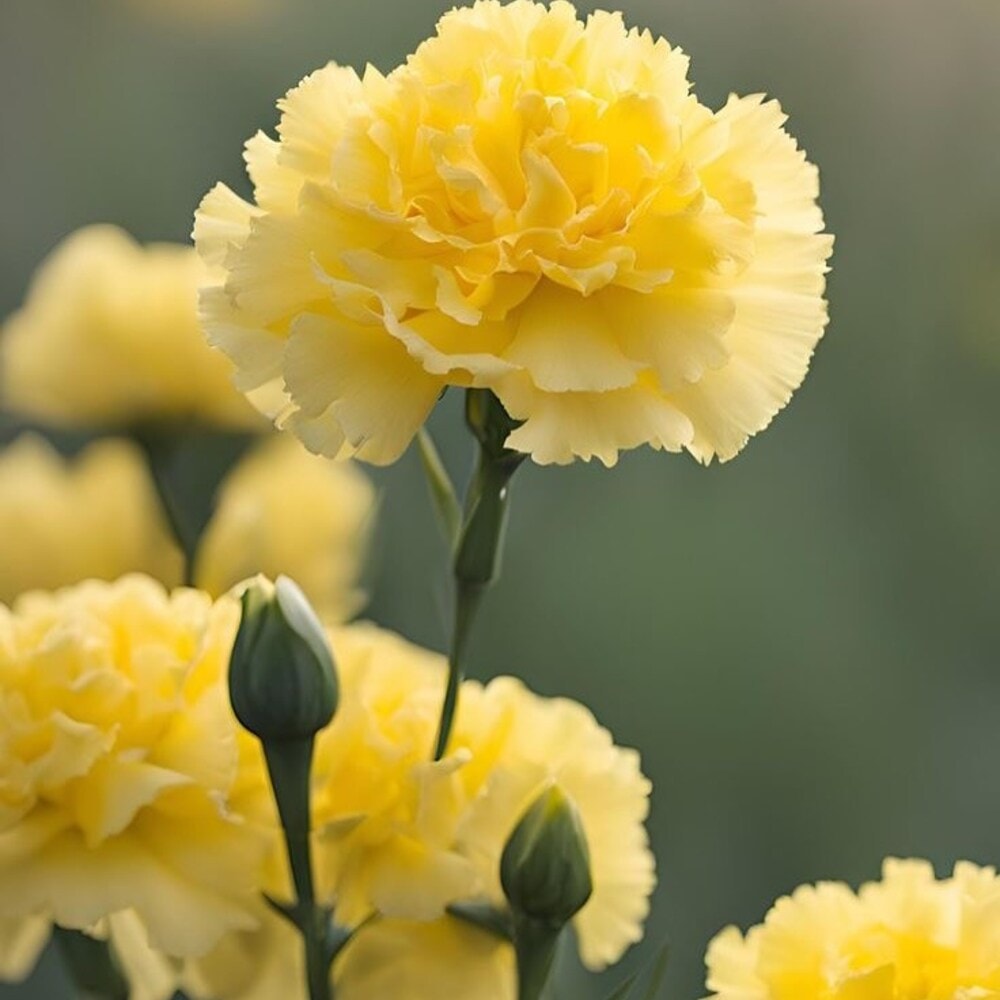 Vibrant yellow carnation flower petals
