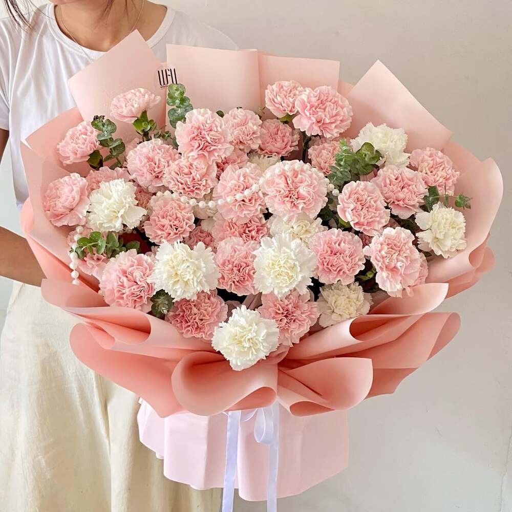 Large pink and white carnation bouquet