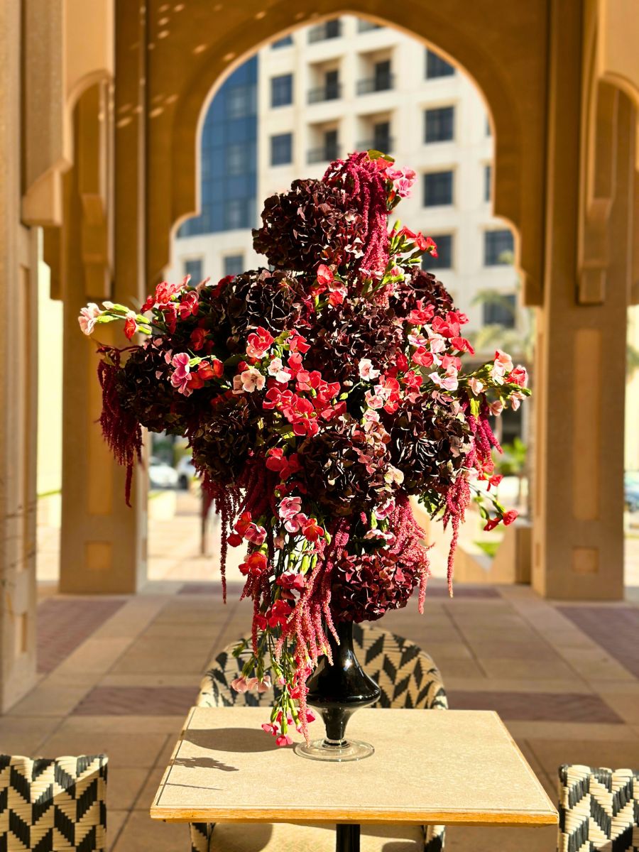 Kazi Sagar Design With Classic Hydrangea in Crimson Nocturne