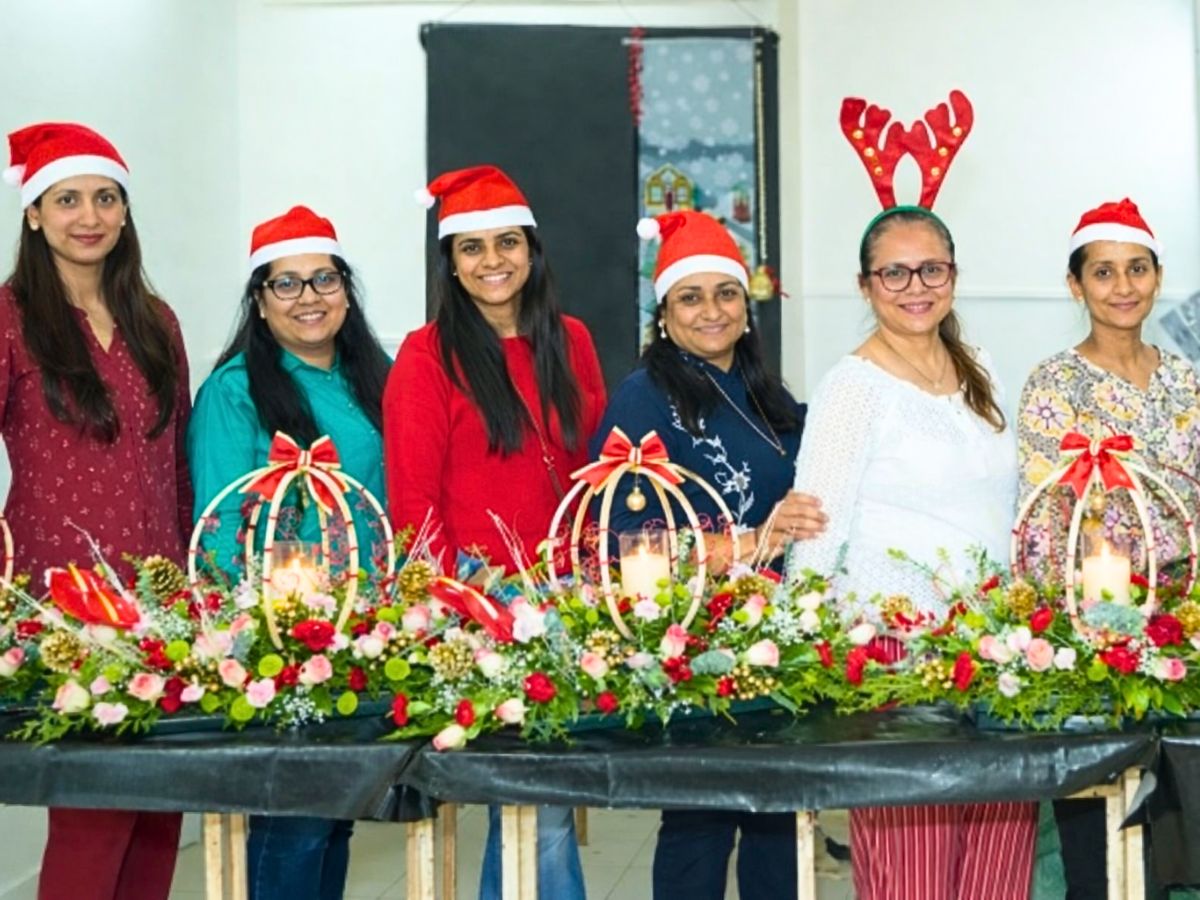 The Institute of floral design students pausing for a picture