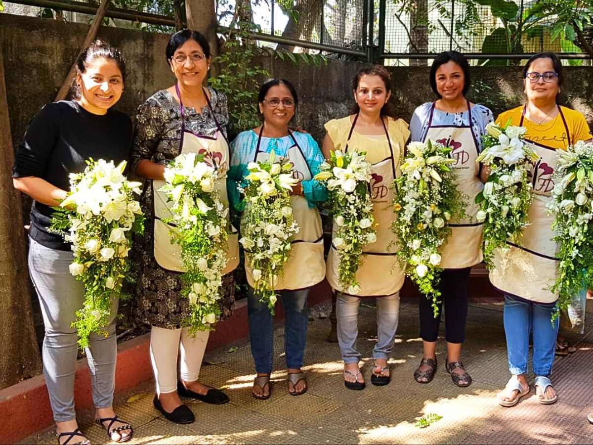 IFD students each with a bridal bouquet design