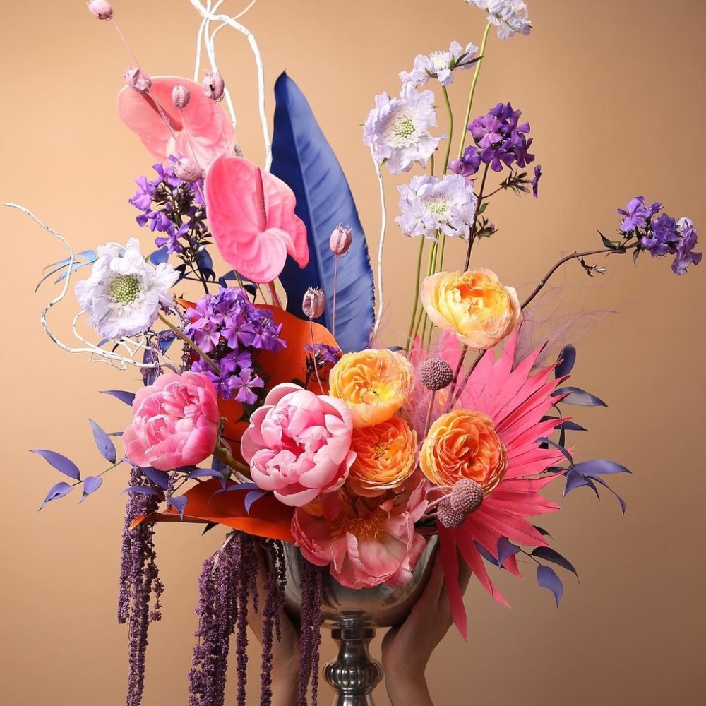 Vibrant modern floral arrangement display