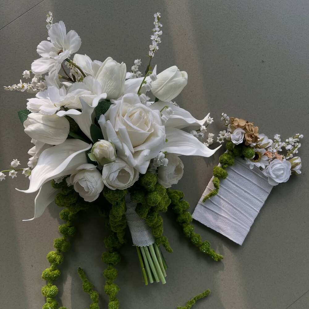 Elegant white bouquet with greenery