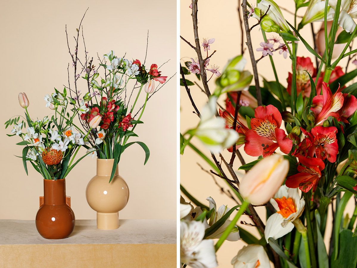 Bouquet with Alstroemeria Estee and cream tulips