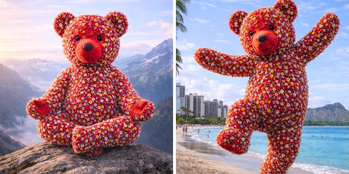 Huge bear made with AI flowers Huge bear made with AI flowers