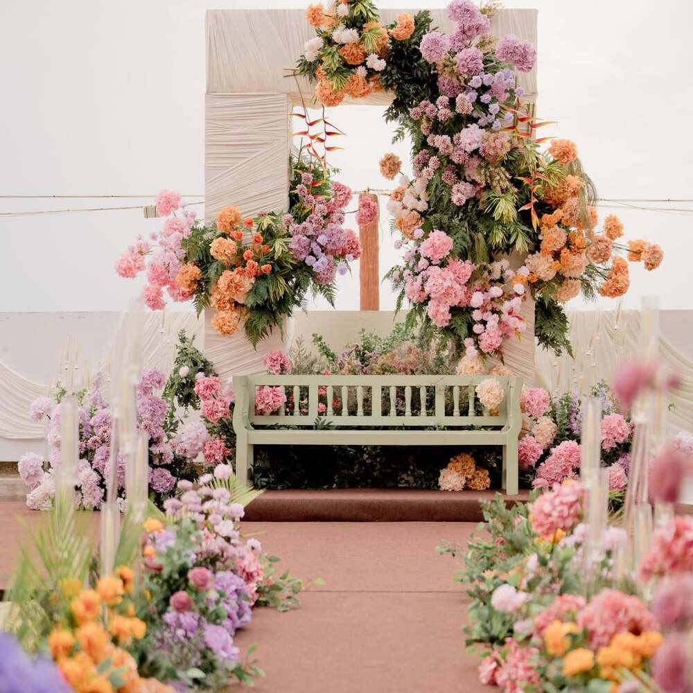 Floral arch for outdoor ceremony