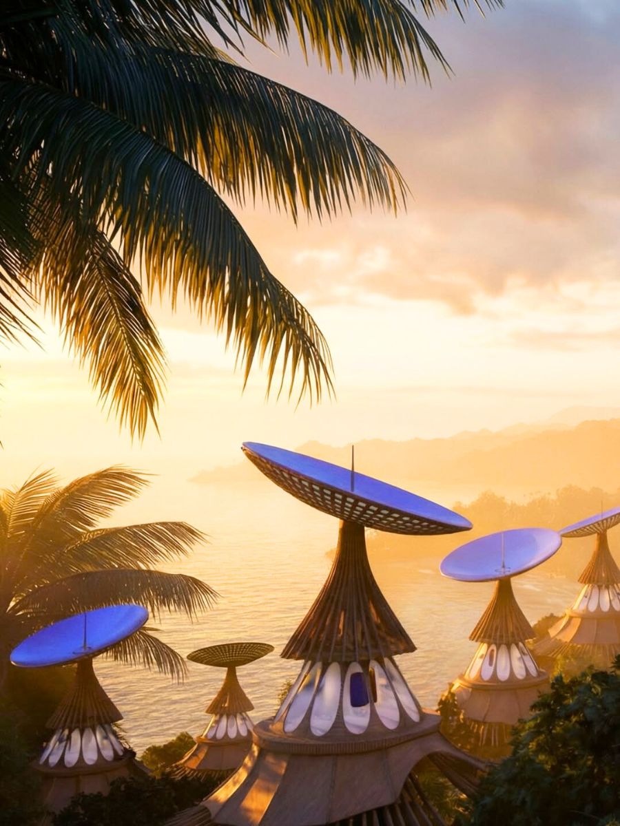 The mirror concaves at sunset time