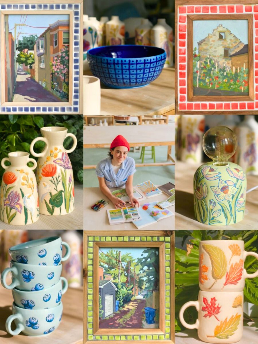 Collage with Natalie Santoro and her pieces