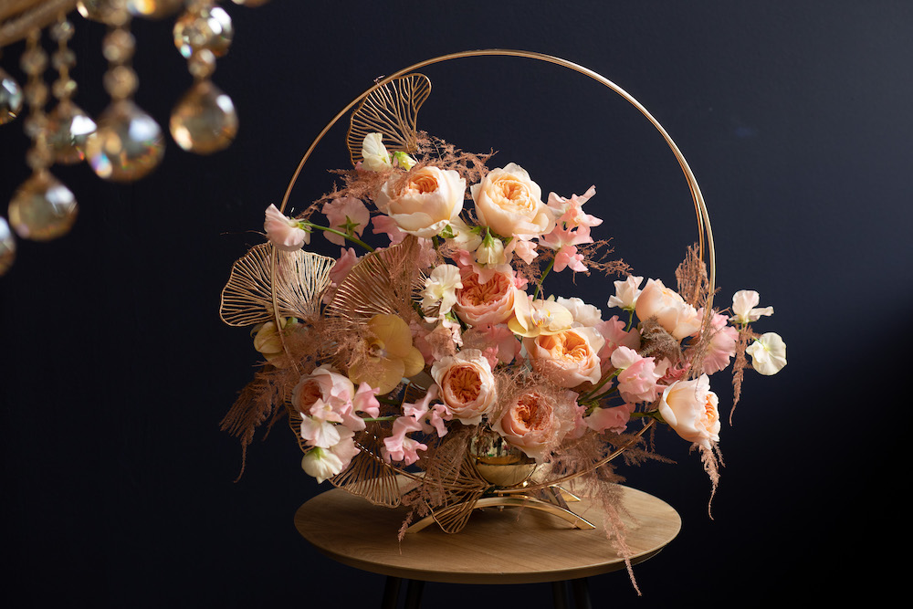 A Floral Shoot With Colorful Lathyrus Bouquet Design
