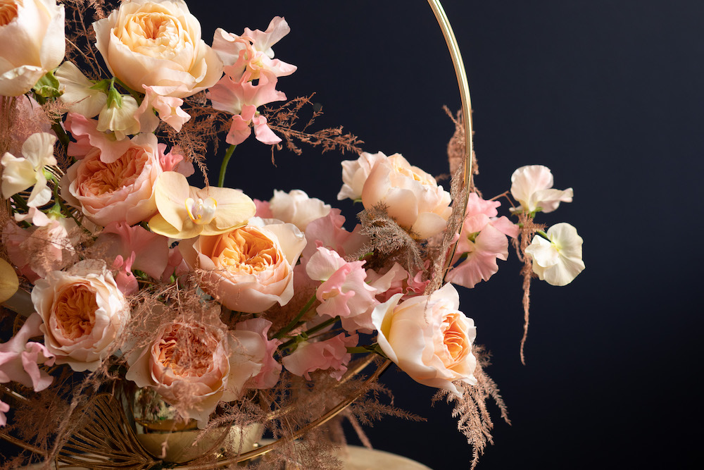 A Floral Shoot With Colorful Lathyrus Bouquet Design