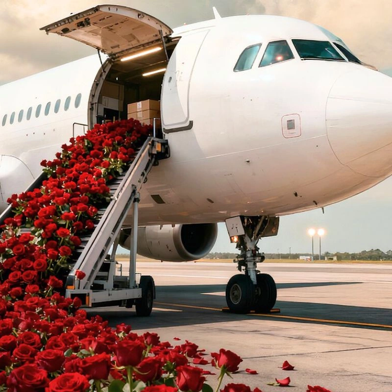 Flowers on airplane with AI
