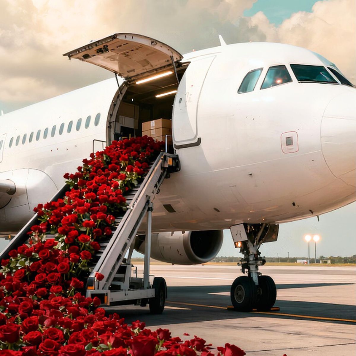 AI roses on a plane