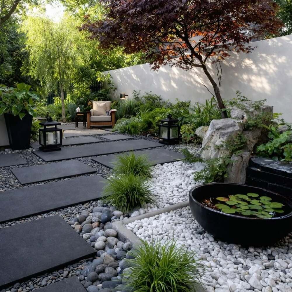 Modern Calgary hardscaping with native plants