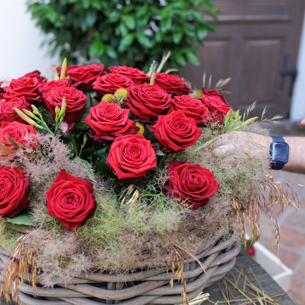 A bouquet of Porta Nova Red Naomi Roses for Valentines Day