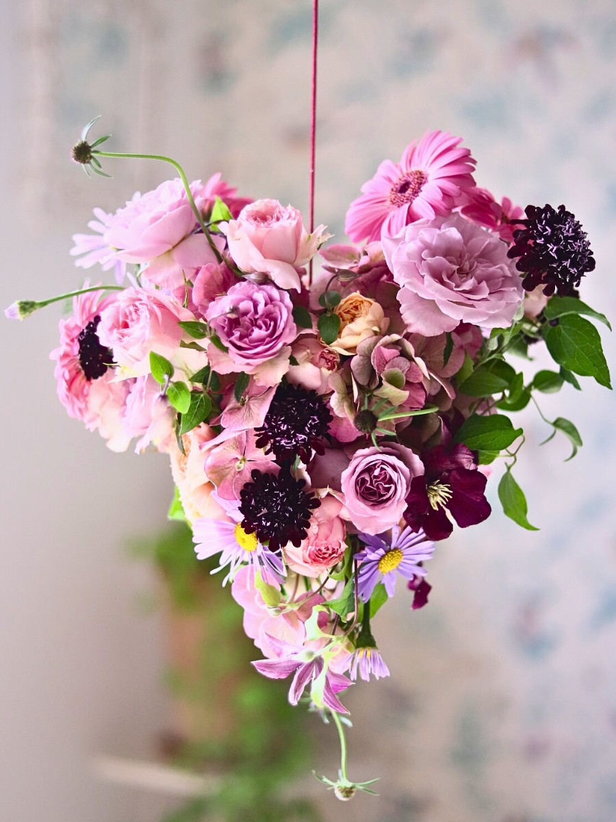 Heart-shaped pomander bouquet