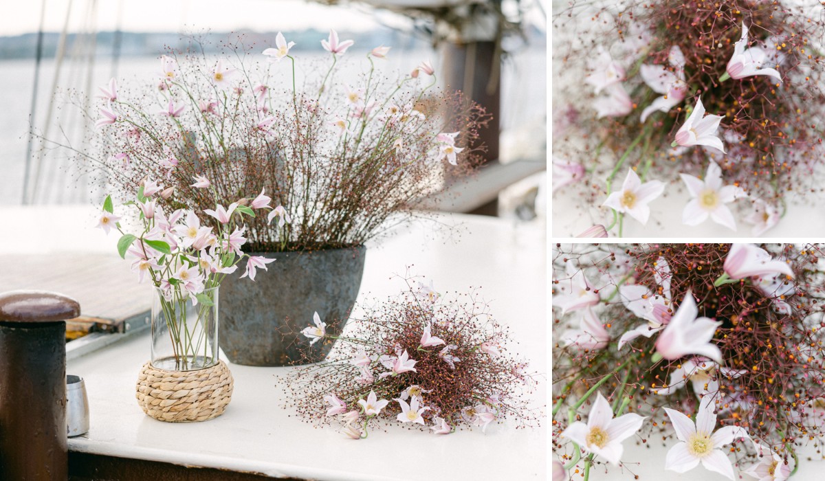 Clematis and Talinum paniculatum Long John design Marginpar’s Flowers in Sylvia Hartmann’s Designs for a Love Story on a Boat