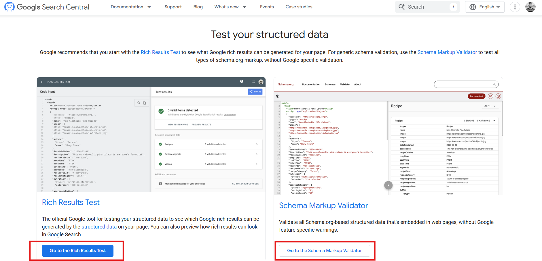 Google search central screenshot