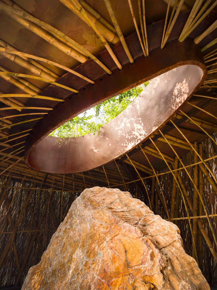 Part of the inside of the pavilion