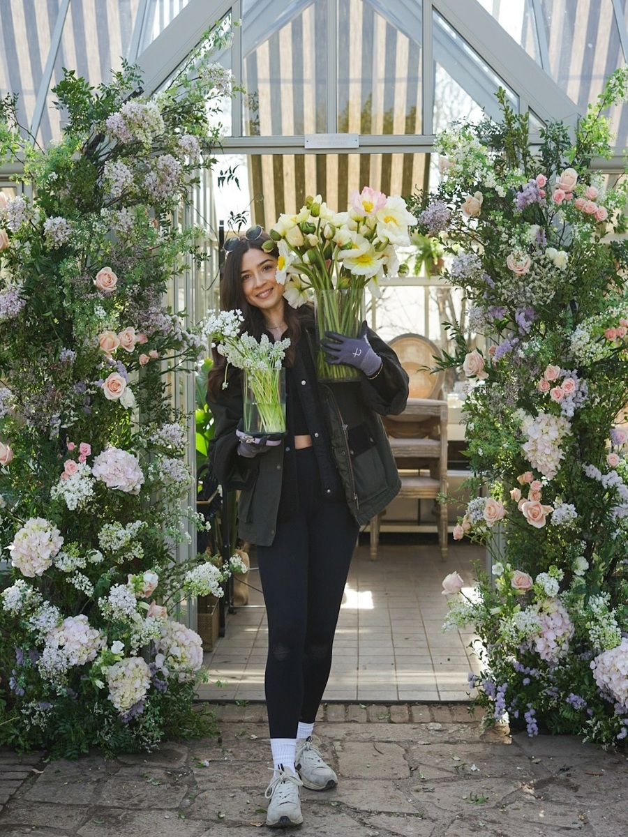 Girl standing with flower in wedding