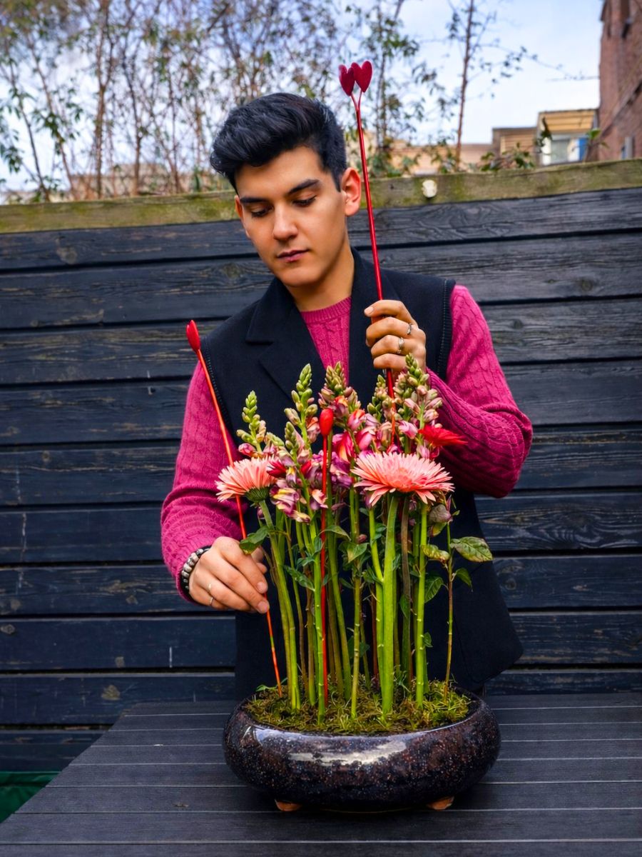 Hearts in Valentine's arrangement