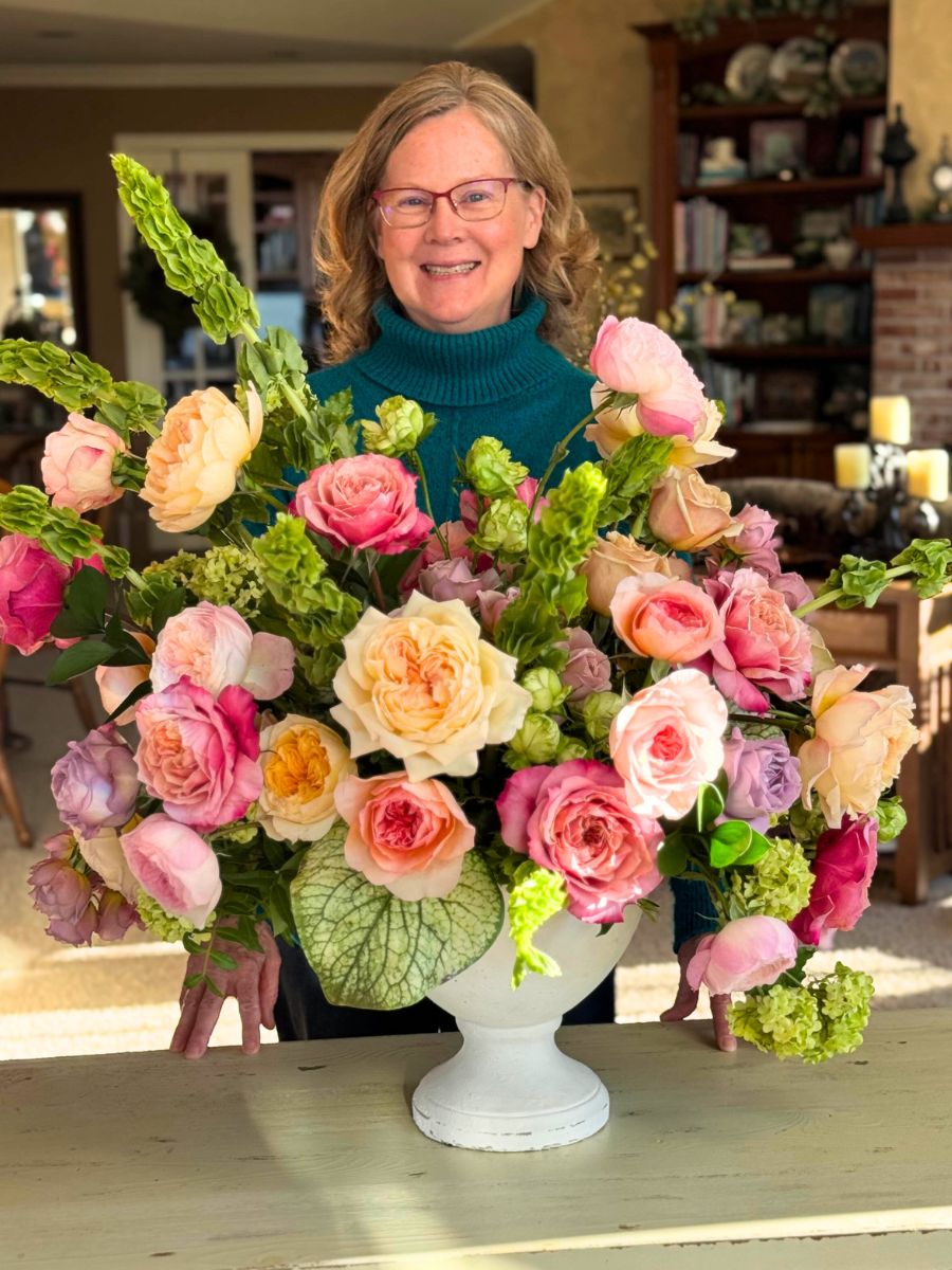 Nancy Zimmerman creating with garden roses
