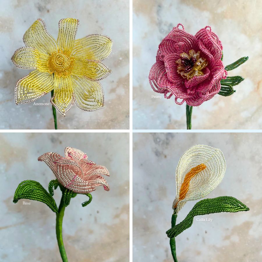 Different beaded flowers by Hannan