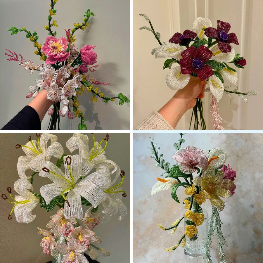 Beaded floral bouquets
