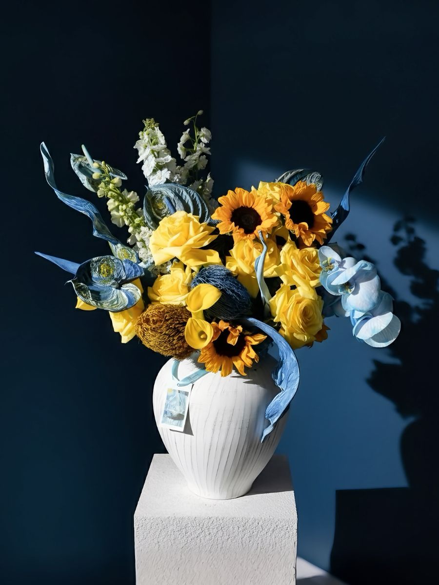 Artistry Collection by Valentina Pospelova Yellow Sunflowers and Blue 