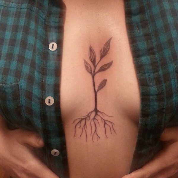 Growing plant tattoo  Tatuajes de flores Tatuajes girasoles Palabras  tatuajes