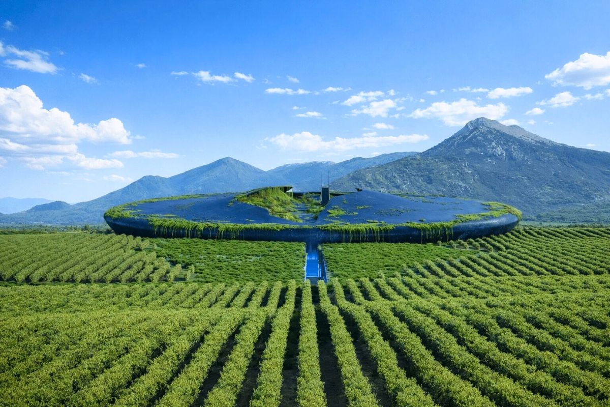 View of the green vineyard in Greece View of the green vineyard in Greece