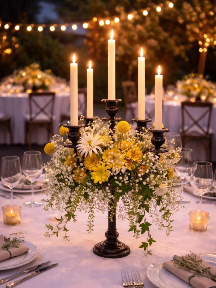 Chrysanthemum arrangement by Henans Blomsteraffer Happy Yellow Day