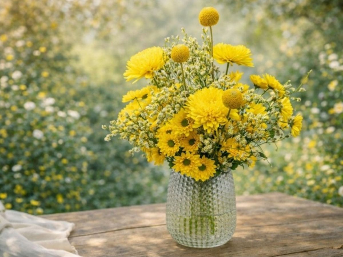 Limonium Sensy&trade; Lemonade Floral Arrangement for Happy Yellow Day by Danziger
