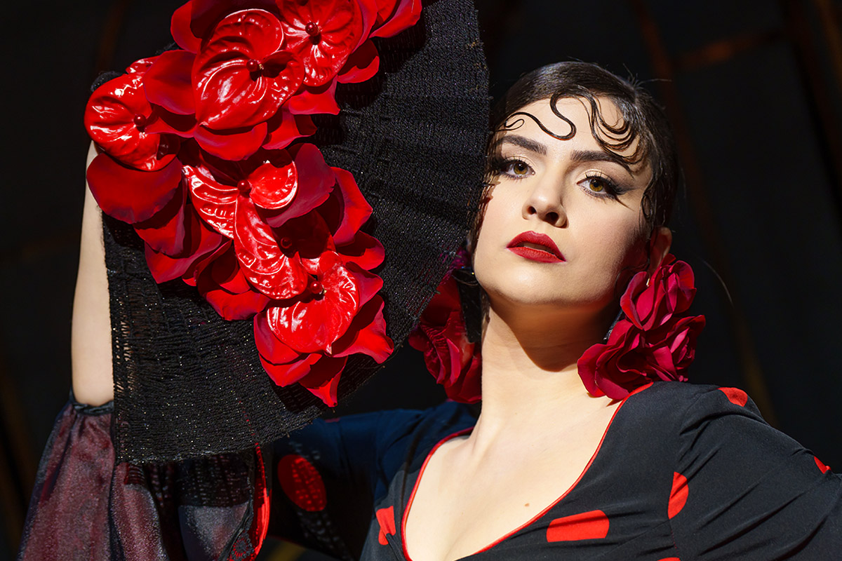 Laura Draghici Flamenco model red polka dress