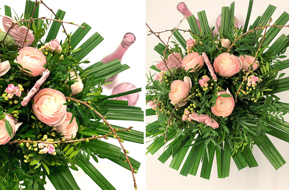 Rhapis design with Ranunculus