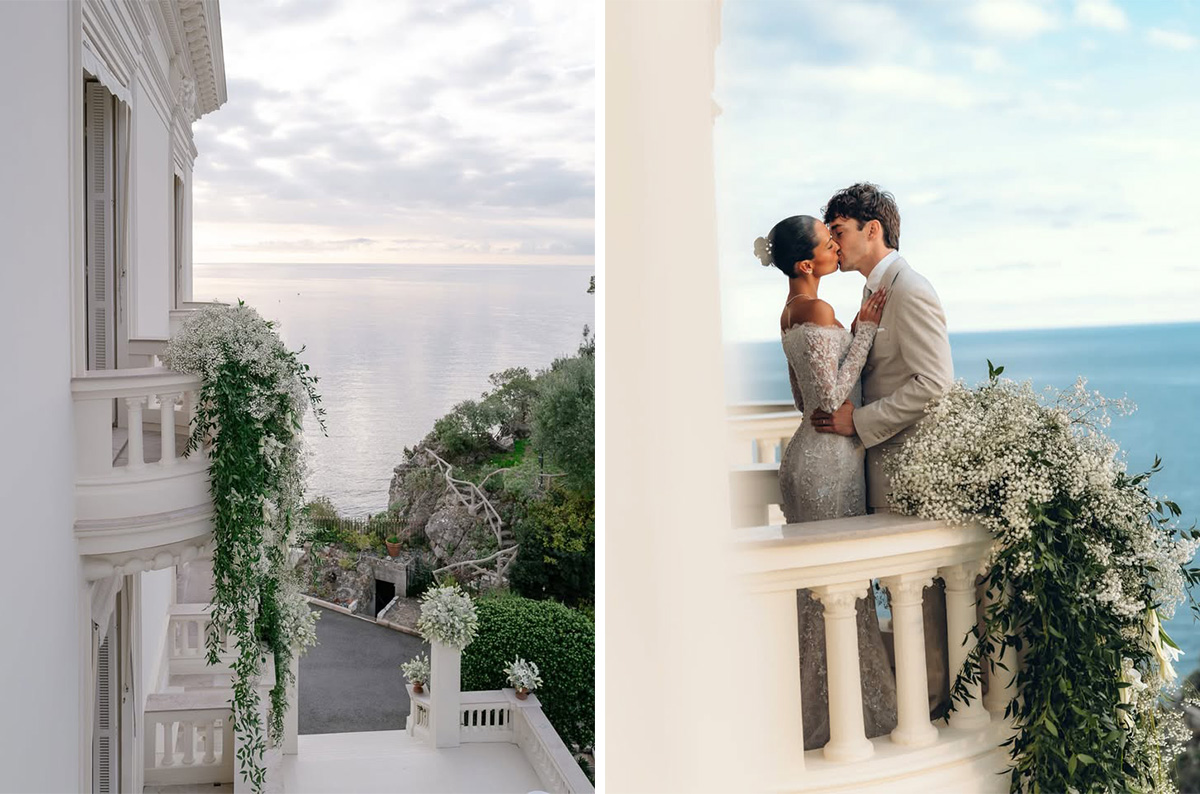 Wedding Charles Leclerc balcony kiss