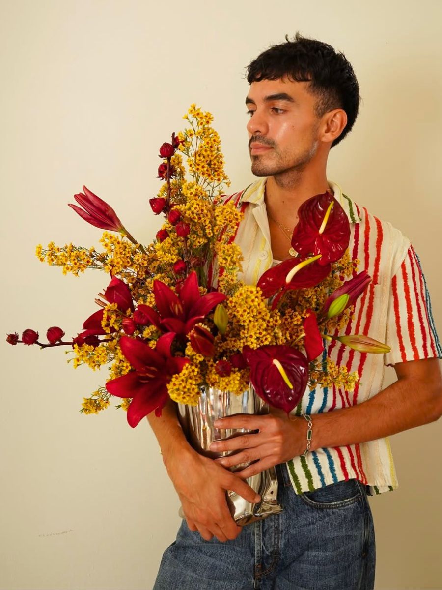 Andrew Ruiz with flowers