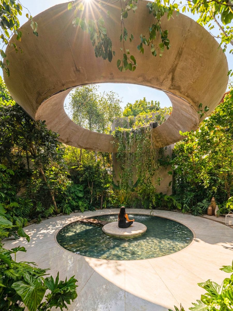A woman under the sun and plants