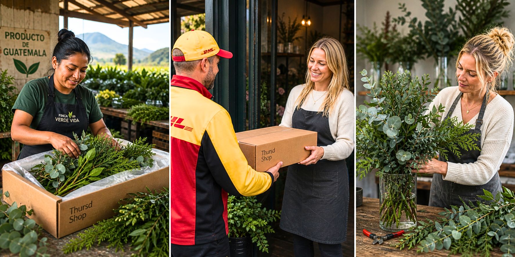 Packing green in Guatemala - delivery and bouquet making