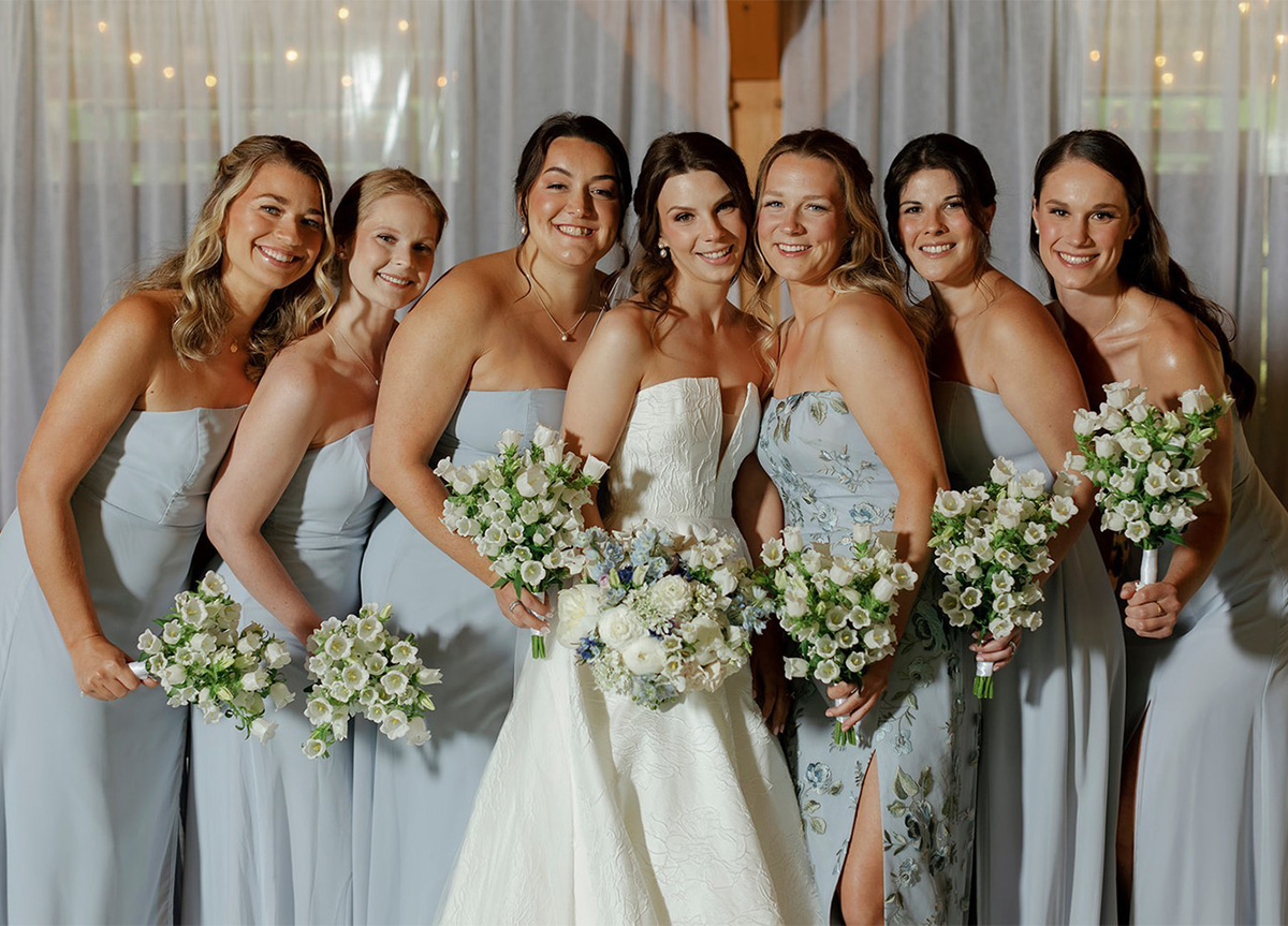 Campanula bouquets bride and bridesmaids by tipsytulipdesigns
