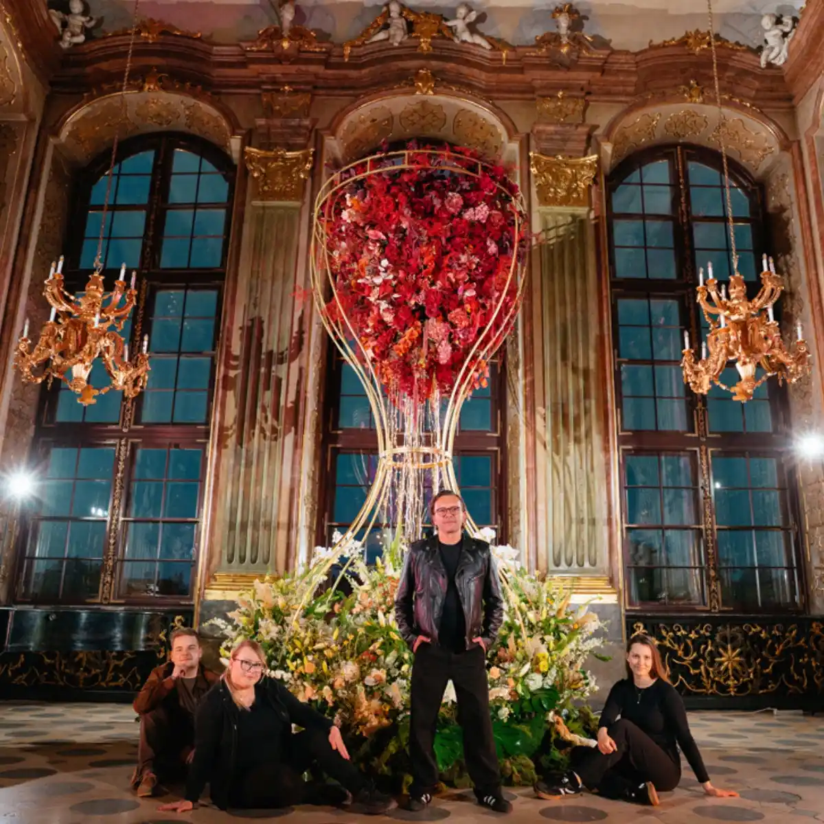 Hourglass of Bloom, a Floral Dialogue Between History and the Future, Created at Zamek Książ During an Edition of the Festiwal Kwiatów I Sztuki Odyseja Czasu.