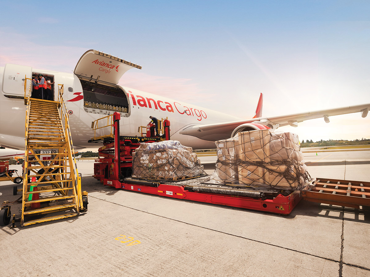 Avianca Air Cargo plane being loaded