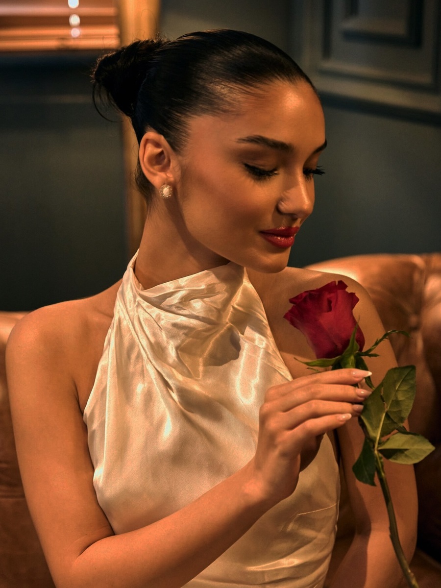Girl with rose - June birth flower